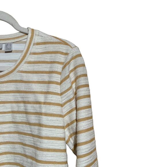 LOGO By Lori Goldstein Size Medium Multicolor Stripe Layered Flutter Hem Blouse - Picture 3 of 7